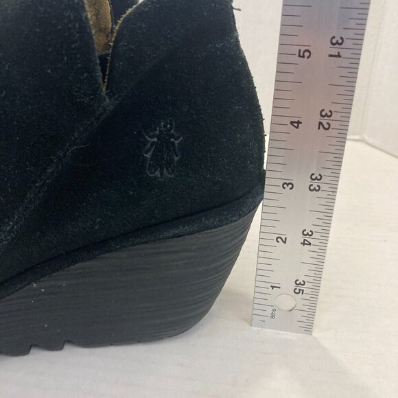 Fly London Wedge Ankle Bootie Womens EU Size 38 / US 7.5 / 8 Black Suede Leather - Picture 11 of 16